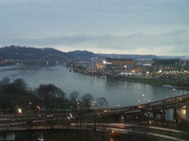 Click for larger image View of Pittsburgh from above Point State Park