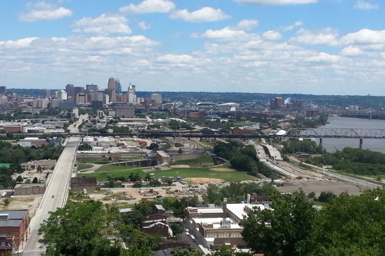 Incline Public House view of downtown Cincinnati and the riverfront