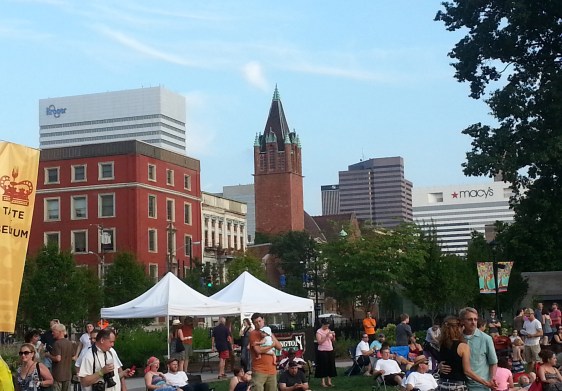 View of downtown Cincinnati from Washington Park